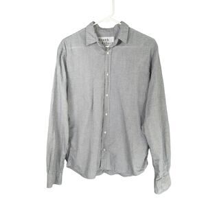 Frank & Eileen Shirt Mens S Gray Striped Paul Poplin Button Up Italian Fabric
